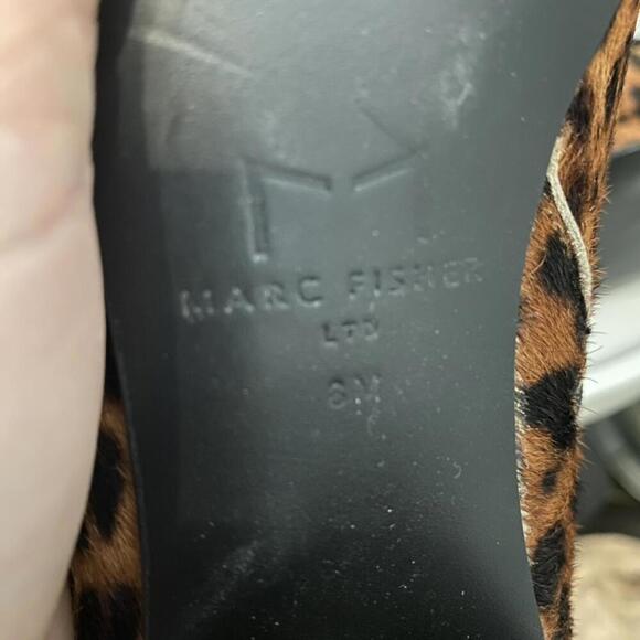 Marc Fisher Gismo Leather Calf Hair Leopard Bootie Heel 8 Excellent - Picture 7 of 7